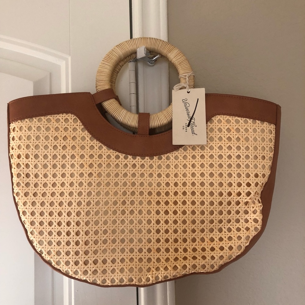 NEW Basket Weave Perforated Tan Brown Bag